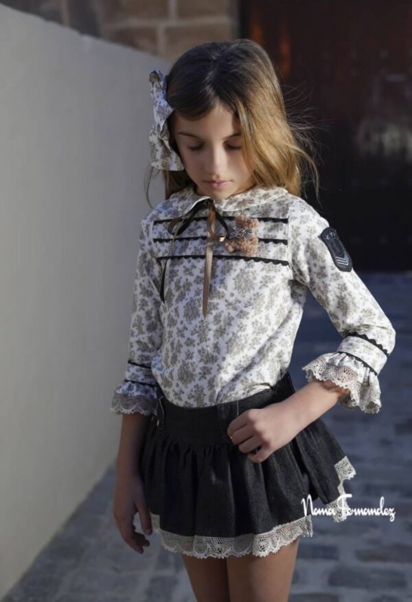 Conjunto colección toscana falda denim y blusa Noma Fernández AGOTADO