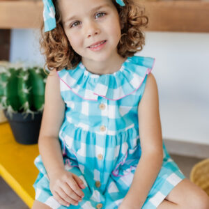 Vestido cuadros turquesa Mon Petit BonBon
