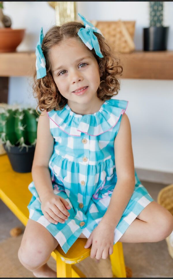 Vestido cuadros turquesa Mon Petit BonBon